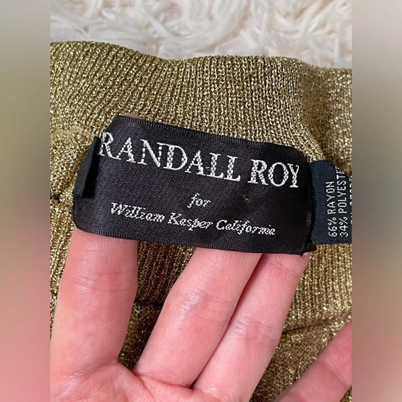 randall roy for william kasper pants shimmery pull one unlined gold size S - Picture 7 of 8